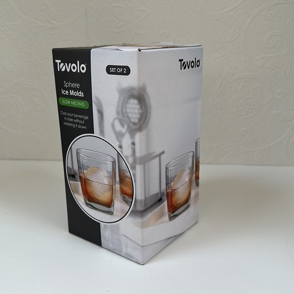 TEVOLO Sphere Ice Molds Slow Melting Ball Shaped Cocktail Ice 2 Molds - Picture 2 of 3